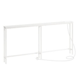 Console Sofa Hallway Table With Charging Station White 160X15X80Cm - thumbnail 1