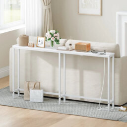 Console Sofa Hallway Table With Charging Station White 160X15X80Cm - thumbnail 3