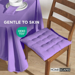 Homescapes Purple Seat Pads 100% Cotton Chair Cushions 40X40 Cm, Set Of 4 Plain Chair Pads For Dining, Kitchen Or Garden Outdoor - thumbnail 3
