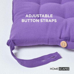 Homescapes Purple Seat Pads 100% Cotton Chair Cushions 40X40 Cm, Set Of 4 Plain Chair Pads For Dining, Kitchen Or Garden Outdoor - thumbnail 5