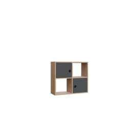Decorotika Tuttle 2-Tier And 2 Cabinets Bookcase Oak & Anthracite Oak & Anthracite - thumbnail 3