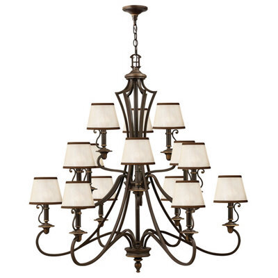 Elegant 15 Bulb Chandelier Pendant Light In Olde Bronze Finish With Led E14 40W Bulbs - image 1