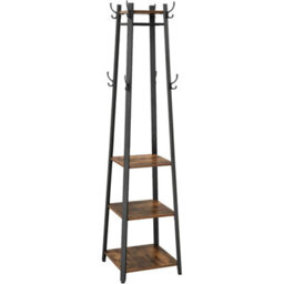 Ledrem Coat Rack, Coat Stand With 3 Shelves, Hall Tree Free Standing With Hooks, Steel Frame, For Entryway, Living Room - thumbnail 9