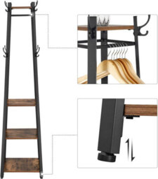 Ledrem Coat Rack, Coat Stand With 3 Shelves, Hall Tree Free Standing With Hooks, Steel Frame, For Entryway, Living Room - thumbnail 5