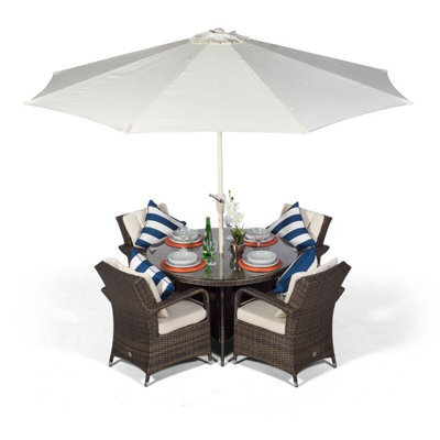 That's Furniture Arizona Round 4 Seater Rattan Patio Dining Set - Brown - image 1