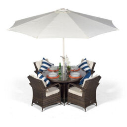 That's Furniture Arizona Round 4 Seater Rattan Patio Dining Set - Brown