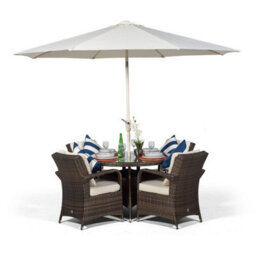 That's Furniture Arizona Round 4 Seater Rattan Patio Dining Set - Brown - thumbnail 2