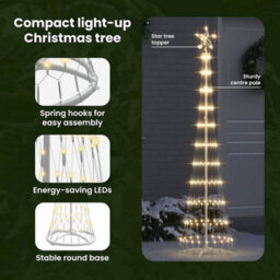 Vidaxl Led Christmas Tree With Stand Warm White 51 X 51 X 190 Cm Metal - thumbnail 8