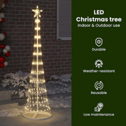 Vidaxl Led Christmas Tree With Stand Warm White 51 X 51 X 190 Cm Metal - thumbnail 7
