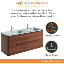Plum&clay Eden Redwood Wall Hung Vanity Unit With White Glass Basin (W)1200mm - thumbnail 6