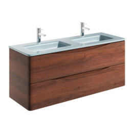 Plum&clay Eden Redwood Wall Hung Vanity Unit With White Glass Basin (W)1200mm - thumbnail 4