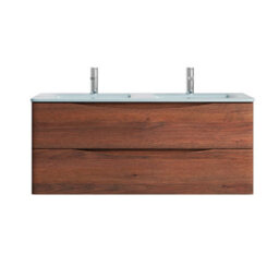 Plum&clay Eden Redwood Wall Hung Vanity Unit With White Glass Basin (W)1200mm - thumbnail 2