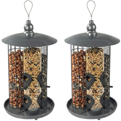 Crystals 2Pcs Garden Bird Feeder Hanging Metal Seed Nut & Fat Ball Feeding Station - image 1