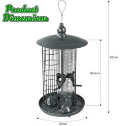 Crystals 2Pcs Garden Bird Feeder Hanging Metal Seed Nut & Fat Ball Feeding Station - thumbnail 7
