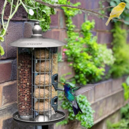 Crystals 2Pcs Garden Bird Feeder Hanging Metal Seed Nut & Fat Ball Feeding Station - thumbnail 4