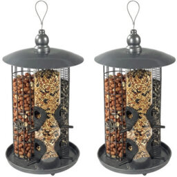 Crystals 2Pcs Garden Bird Feeder Hanging Metal Seed Nut & Fat Ball Feeding Station - thumbnail 1