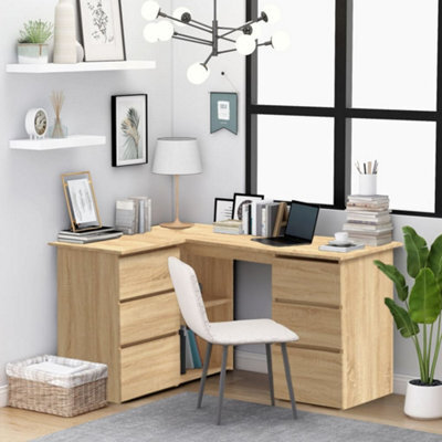 Walplus Corner Desk Sonoma Oak 145X100X76 Cm Engineered Wood - image 1