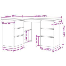 Walplus Corner Desk Sonoma Oak 145X100X76 Cm Engineered Wood - thumbnail 9