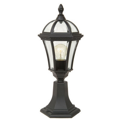 Stylish Outdoor Ip44 1-Bulb Black Led Pedestal Lamp With E27 Socket