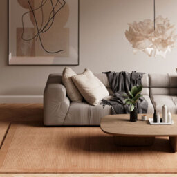 Loomed Modern Bordered Beige Soft Textured Living Area Rug 120Cm X 170Cm - thumbnail 2