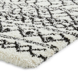 White Black Modern Geometric Shaggy Moroccan Easy To Clean Dining Room Rug-160Cm X 220Cm - thumbnail 6