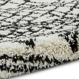 White Black Modern Geometric Shaggy Moroccan Easy To Clean Dining Room Rug-160Cm X 220Cm - thumbnail 5