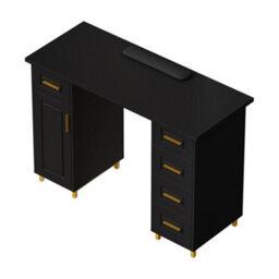 Living And Home Black Gold Manicure Table Nail Desk With 5 Drawers And Wrist Cushion, 110Cm(W) X 45Cm(D) X 75Cm(H) - thumbnail 5