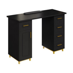 Living And Home Black Gold Manicure Table Nail Desk With 5 Drawers And Wrist Cushion, 110Cm(W) X 45Cm(D) X 75Cm(H) - thumbnail 6