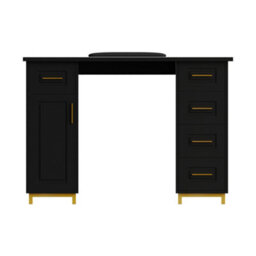 Living And Home Black Gold Manicure Table Nail Desk With 5 Drawers And Wrist Cushion, 110Cm(W) X 45Cm(D) X 75Cm(H) - thumbnail 7
