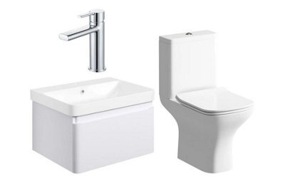 Aquarius Sophie 605mm Vanity Unit Matt White Wc Set With Chrome Finishes - image 1