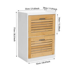 Wooden Shoe Cabinet With 2/3 Bamboo Flip Drawers And Backboard For Entryway New Wood Color 2 Doors Shoe Cabinet - thumbnail 2