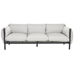 Beliani Aluminium Garden 3-Seater Sofa Set With 2 Armchairs Black Frame Light Grey Cushions - thumbnail 5