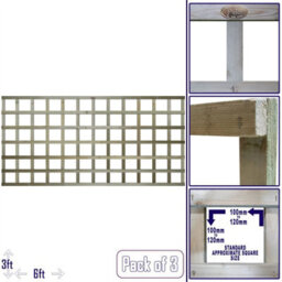 Premier Garden Supplies Flat Top Wooden Trellis Panel 6Ft X 3Ft (3 Pack) Standard Square Lattice Fencing Topper Extension For Climbing Plant Support - thumbnail 1