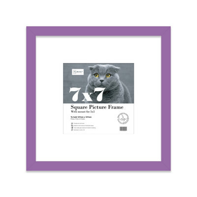 "7X7"" Purple Picture Frame - 7X7"" Square Frame With 5X5"" Mount For 7X7""/5X5"" Pictures Art Deco Style Photo Display, 1 Pack" - image 1