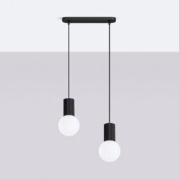 Sollux Lighting Halo Aluminum/glass Black 2 Lights Modern Pendant Lamps - thumbnail 2