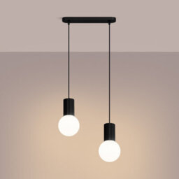 Sollux Lighting Halo Aluminum/glass Black 2 Lights Modern Pendant Lamps - thumbnail 3