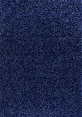 Modern Extra Large Small Soft 5Cm Shaggy Non Slip Bedroom Living Room Carpet Runner Area Rug - Navy Blue 160 X 230 Cm - image 1
