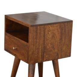 Wyld Haus Olbia Mini Chestnut Mango Wood Bedside Table With Drawer - thumbnail 5