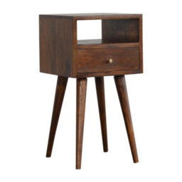Wyld Haus Olbia Mini Chestnut Mango Wood Bedside Table With Drawer - thumbnail 3