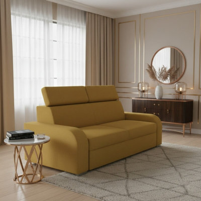 Oslo M 3 Living Room Sofa No Sleeping Function Mdf Chipboard Polyurethane Foam Wooden Frame 200X100X85 100Cm Yellow - image 1