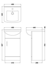 Balterley Modern Floor Standing Bathroom Single Door Vanity And Rectangular Basin Unit - 450mm, Satin Dark Grey, Soft Close Door - thumbnail 2