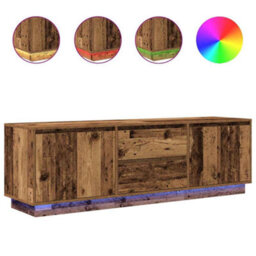 Berkfield Durable Tv Cabinet With Led Lights Old Wood 160.5X41X50 Cm - thumbnail 1
