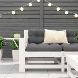 Berkfield Garden Armrest Sofa With Cushion White Solid Wood Pine - thumbnail 3