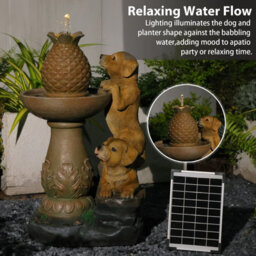 Bumilgar Charming Solar Puppy Water Feature 70Cm With Lights For Gardens Patios And Decks - thumbnail 4