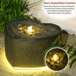 Bumilgar Elegant Love Shape Water Fountain With Led Lights For Garden And Outdoor Decor 28Cm Gold - thumbnail 5