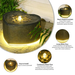 Bumilgar Elegant Love Shape Water Fountain With Led Lights For Garden And Outdoor Decor 28Cm Gold - thumbnail 3