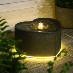 Bumilgar Elegant Love Shape Water Fountain With Led Lights For Garden And Outdoor Decor 28Cm Gold