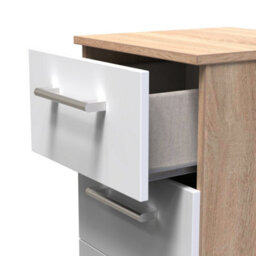 Devon 3 Piece Bedroom Set (Wardrobe, Chest & Bedside) In White Matt & Bardolino Oak - Ready Assembled - thumbnail 2