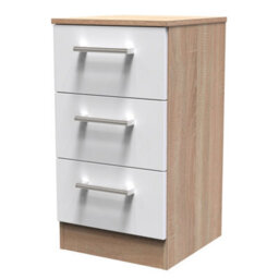 Devon 3 Piece Bedroom Set (Wardrobe, Chest & Bedside) In White Matt & Bardolino Oak - Ready Assembled - thumbnail 7