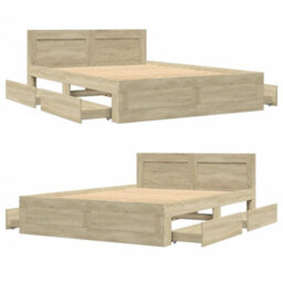 Berkfield Bed Frame With Headboard Without Mattress Sonoma Oak 120X190 Cm Small Double - thumbnail 8